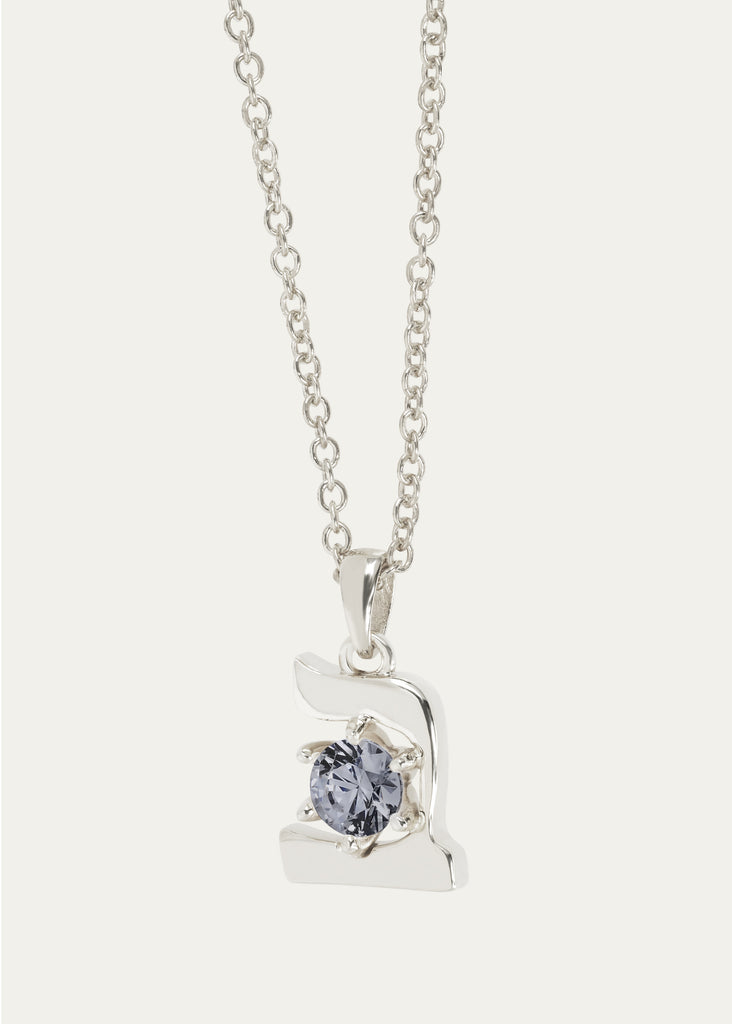 18K Gold Hebrew BET Necklace with Gray Spinel Pendant by Procaccia Jewelry