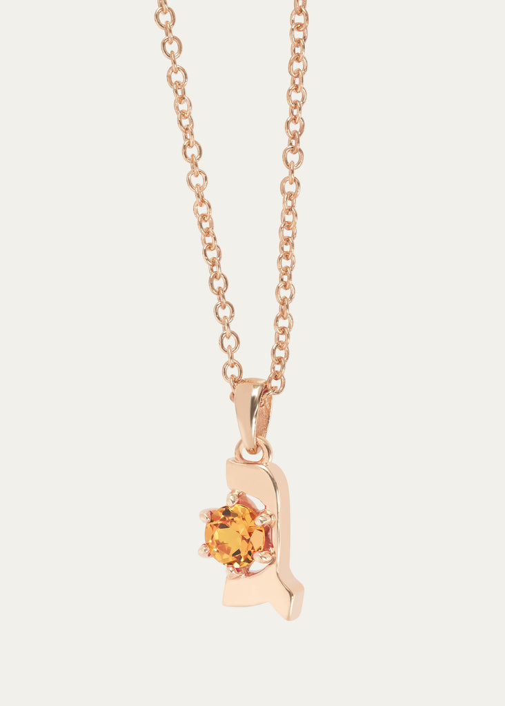 GIMEL Pendant Necklace in 18K rose Gold with Orange Garnet by Procaccia Jewelry